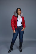 Women's Lucas Jacket With Premium Fox Fur Hood [Red/Silver]