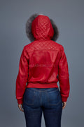 Women's Lucas Jacket With Premium Fox Fur Hood [Red/Silver]