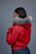 Women's Lucas Jacket With Premium Fox Fur Hood [Red/Silver]