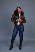 Women's Lucas Jacket With Premium Fox Fur Hood [Chocolate]