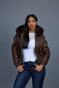 Women's Lucas Jacket With Premium Fox Fur Hood [Chocolate]