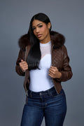 Women's Lucas Jacket With Premium Fox Fur Hood [Chocolate]