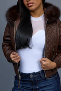 Women's Lucas Jacket With Premium Fox Fur Hood [Chocolate]