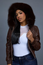 Women's Lucas Jacket With Premium Fox Fur Hood [Chocolate]