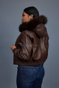 Women's Lucas Jacket With Premium Fox Fur Hood [Chocolate]