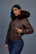 Women's Lucas Jacket With Premium Fox Fur Hood [Chocolate]