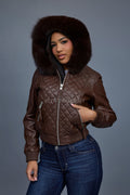 Women's Lucas Jacket With Premium Fox Fur Hood [Chocolate]