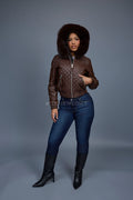 Women's Lucas Jacket With Premium Fox Fur Hood [Chocolate]