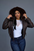 Women's Lucas Jacket With Premium Fox Fur Hood [Copper/Chocolate]