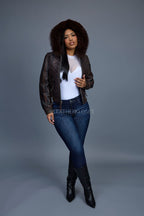 Women's Lucas Jacket With Premium Fox Fur Hood [Copper/Chocolate]