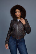 Women's Lucas Jacket With Premium Fox Fur Hood [Copper/Chocolate]