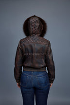Women's Lucas Jacket With Premium Fox Fur Hood [Copper/Chocolate]
