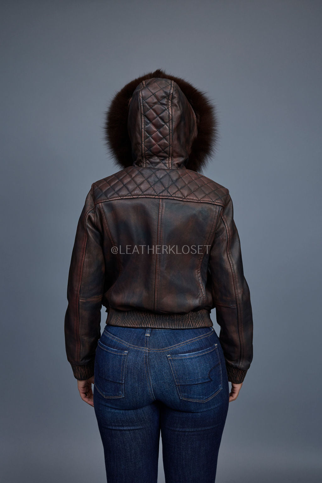 Women's Lucas Jacket With Premium Fox Fur Hood [Copper/Chocolate]