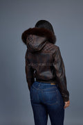 Women's Lucas Jacket With Premium Fox Fur Hood [Copper/Chocolate]