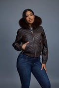 Women's Lucas Jacket With Premium Fox Fur Hood [Copper/Chocolate]