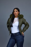 Women's Lucas Jacket With Premium Fox Fur Hood [Olive]