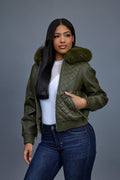 Women's Lucas Jacket With Premium Fox Fur Hood [Olive]