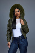 Women's Lucas Jacket With Premium Fox Fur Hood [Olive]