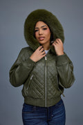 Women's Lucas Jacket With Premium Fox Fur Hood [Olive]