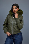 Women's Lucas Jacket With Premium Fox Fur Hood [Olive]