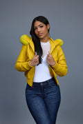 Women's BB Jacket With Premium Fox Fur Hood [Yellow]