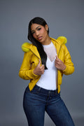 Women's BB Jacket With Premium Fox Fur Hood [Yellow]