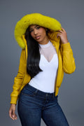 Women's BB Jacket With Premium Fox Fur Hood [Yellow]