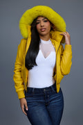 Women's BB Jacket With Premium Fox Fur Hood [Yellow]