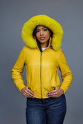 Women's BB Jacket With Premium Fox Fur Hood [Yellow]