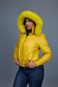 Women's BB Jacket With Premium Fox Fur Hood [Yellow]