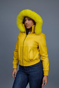 Women's BB Jacket With Premium Fox Fur Hood [Yellow]