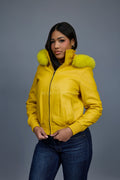 Women's BB Jacket With Premium Fox Fur Hood [Yellow]