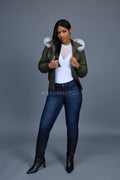 Women's BB Jacket With Premium Fox Fur Hood [Olive]