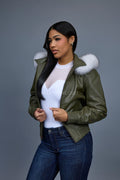 Women's BB Jacket With Premium Fox Fur Hood [Olive]