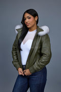 Women's BB Jacket With Premium Fox Fur Hood [Olive]