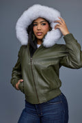 Women's BB Jacket With Premium Fox Fur Hood [Olive]