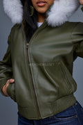 Women's BB Jacket With Premium Fox Fur Hood [Olive]