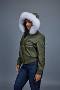 Women's BB Jacket With Premium Fox Fur Hood [Olive]