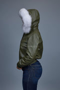 Women's BB Jacket With Premium Fox Fur Hood [Olive]