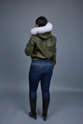 Women's BB Jacket With Premium Fox Fur Hood [Olive]