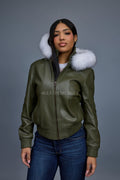 Women's BB Jacket With Premium Fox Fur Hood [Olive]