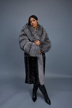 Women's Harper Mink And Fox Coat [Black/Silver]