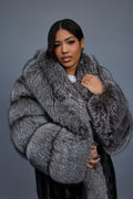 Women's Harper Mink And Fox Coat [Black/Silver]