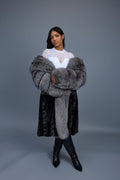 Women's Harper Mink And Fox Coat [Black/Silver]