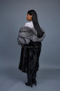 Women's Harper Mink And Fox Coat [Black/Silver]