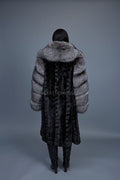 Women's Harper Mink And Fox Coat [Black/Silver]