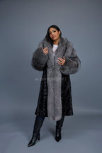 Women's Harper Mink And Fox Coat [Black/Silver]