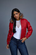 Women's Lucas Jacket With Premium Fox Fur Hood [Red/Crystal]