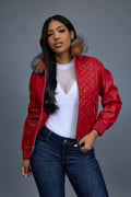 Women's Lucas Jacket With Premium Fox Fur Hood [Red/Crystal]