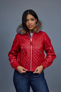 Women's Lucas Jacket With Premium Fox Fur Hood [Red/Crystal]